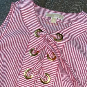 Michael Kors Sleeveless Striped Lace Up Blouse S